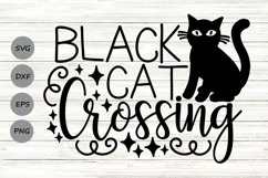 Black Cat Crossing Svg, Halloween Svg, Spooky Svg. Product Image 1