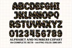 Black and Gold Alphabet png clipart, gold letters doodle Product Image 5