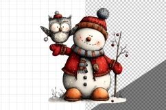 Watercolor Snowman Clipart, Whimsical, Product Image 4