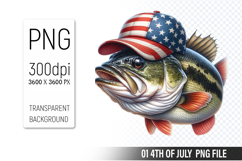4th of July Fish Clipart PNG, Fish illustration for crafts Product Image 1