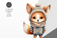 Christmas clipart, Fox clipart, Winter clipart Product Image 1