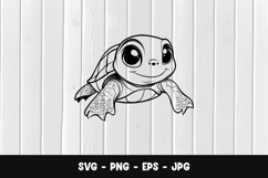 Adorable Baby Turtle Vector Drawing Product Image 1