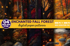 Enchanted Fall Forest Digital Paper Bundle PNG Product Image 12