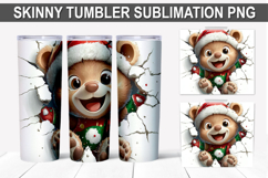 Christmas Bear Tumbler Wrap PNG - Festive Bear Design Product Image 1