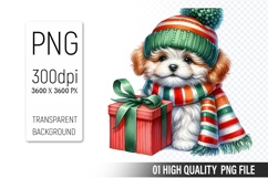 Christmas Dog Clipart PNG, Watercolor Christmas Animals Product Image 1
