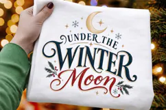 Under The Winter Moon PNG - Vintage Winter Crescent Moon Product Image 1