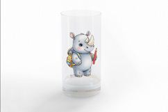 Cute Rhino with Backpack and Pencil Ready for School PNG Product Image 3