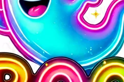 Neon Boo Ghost PNG Digital Download, Halloween Sublimation Product Image 5