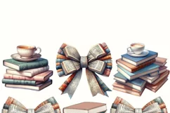 Books and Bows PNG, Coquette Bookish Aesthetic for Bookworm Product Image 3
