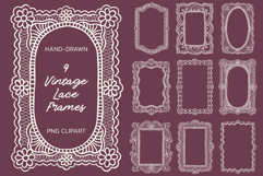 Vintage Lace Frames SVG, PNG | Hand Drawn Wedding Borders Product Image 1