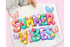 Brushstroke Summer Vibes PNG, Floral Summer PNG, Flower PNG Product Image 2