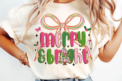 Pink Green Christmas Tree Sublimation, Christmas Png Product Image 4