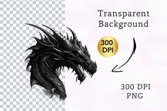 Watercolour Fantasy Black Dragon Clipart Product Image 2