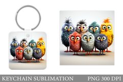 Funny Bird Keychain Sublimation. Cute Bird Keychain Design Product Image 1