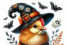 Halloween Chicken PNG, Funny Chicken Witch Shirt Design Product Image 3