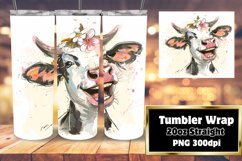 Whimsical Cow Watercolor Tumbler Wrap - 20oz, Farmhouse Product Image 1