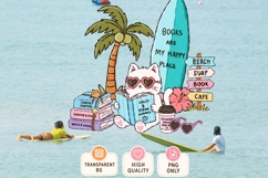 Coastal Book Club Clipart Bundle Beach Reading, Book Lover Product Image 4