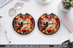 Cupid&#039;s Love Car Coaster Sublimation| Valentine Coaster PNG Product Image 1