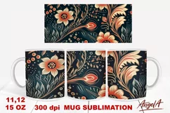 Floral mug wrap sublimation / batik / flowers mug PNG Product Image 1