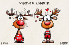 Cute Whimsical Christmas Reindeer Clipart Holiday PNG Product Image 3