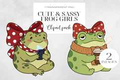 Cute Sassy Frog Girls PNG Clipart, Sublimation PNG. Product Image 1