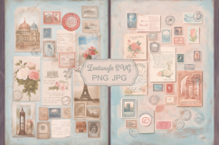 Stamp floral scrapbook backgrounds. Shabby chic junk journal Product Image 1