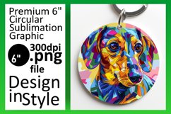 Vivid Abstract Dog Round Design Keychain Sublimation Product Image 1