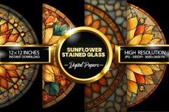 Sunflower Stained Glass Digital Papers - 04 variations Product Image 1