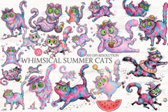 Whimsical Summer Cat Png Clipart Product Image 1