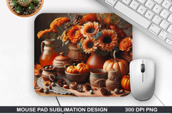 Flowers Mouse Pad Sublimation, Autumn Mouse Pad PNG Design Product Image 1