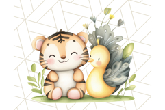 Cute Animal Friends Clipart PNG, Whimsical Spring Animal Duo Product Image 3