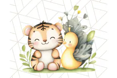 Cute Animal Friends Clipart PNG, Whimsical Spring Animal Duo Product Image 3