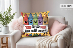 100 days of school Pillow Design, Teacher PNG Sublimation Product Image 1