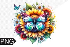 Butterfly and Sunflower Sublimation - Clipart PNG Design Product Image 1
