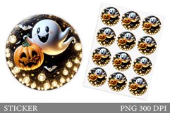 Cute Ghost Sticker. Halloween Pumpkin Sticker Design Product Image 1