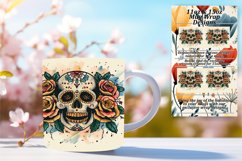 Vibrant Skull Blossom Mug Art PNG Product Image 1