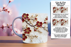 Elegant 11oz Mug Wrap Png Design , 3D Flower Product Image 1