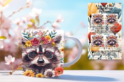 Cheerful Raccoon with Flowers Mug Wrap 11oz/15oz Product Image 1