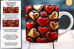Romantic 3D Sparkle: Heart Mug Wrap Sublimation Product Image 1