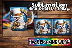 Frosty Snowman Mug Wrap - Winter Sublimation Art Product Image 1