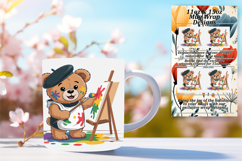 Gift 11oz Mug Wrap Png Design , Cute Bear Product Image 1