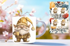 Watercolor Christmas Gnome Mug Wrap 11oz/15oz Sublimation Product Image 1