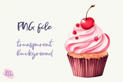 Cherry Cupcake Clipart PNG Sublimation Baking Clipart Product Image 1