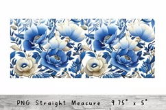 Blue Floral Tumbler Flower Wrap, 16oz Libbey Glass Can PNG Product Image 2