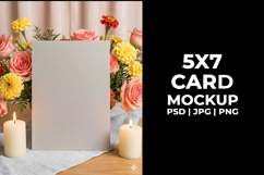 Bee Theme 5x7 Card Mockup, Spring Floral Invitation PSD JPG Product Image 4