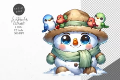 Christmas clipart, Snowman clipart, Winter sublimation Product Image 1