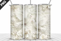 3D Christmas Doves Tumbler Wrap - 20 Oz Skinny Tumbler PNG Product Image 3