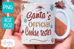 Christmas Cookies mug wrap PNG, Santa's cookie tester mug Product Image 2