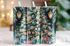 Merry Christmas Tree Tumbler Wrap | Christmas Wrap Product Image 1
