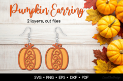 Two layered Pumpkin Earring SVG, Autumn Jewelry Template Product Image 1